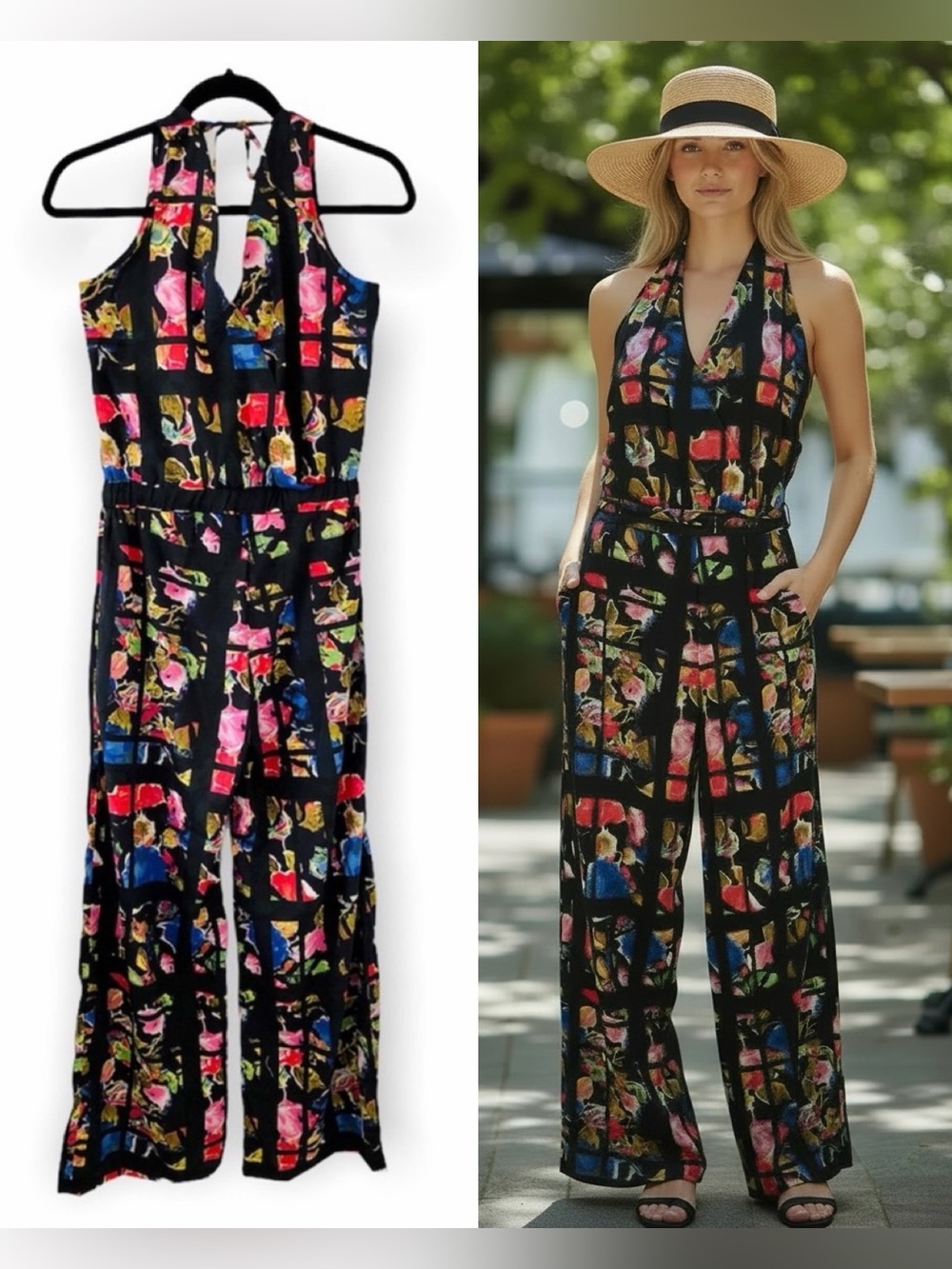 NWT Alberto Makali Floral Print Sleeveless Jumpsuit Size S